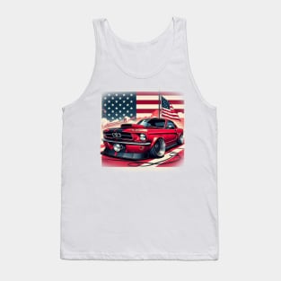 Ford Mustang and The American Flag by Gas Autos Tank Top